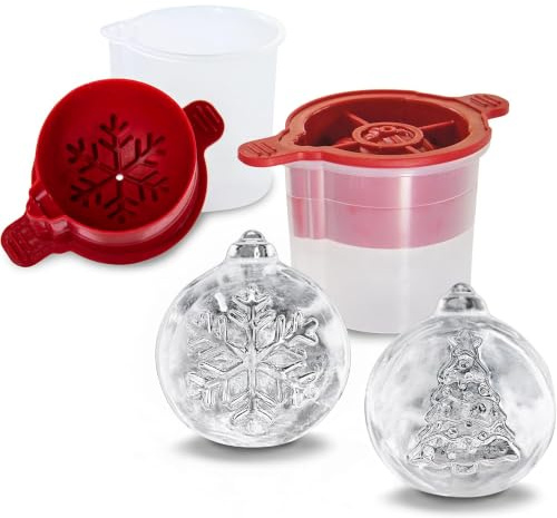 Tovolo Tree & Snow Flake Ornament Ice Molds, Mixed Set of 2, for Making Leak-Free, Slow-Melting Drink Ice for Whiskey, Spirits, Liquor, Cocktails, Soda & More