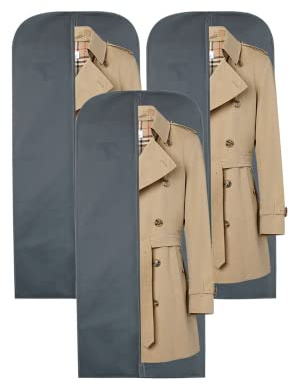 Wedcova Suit Covers for Men | Hanging Garment Bags | Travel Blazer & Jacket Bag | Clothes Storage Cover with Zipper | Suits Carrier Moth Proof Protector | (24'' x 54'') | Pack of 3 | Grey
