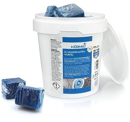 kör4u Cubi per cassetta dell'acqua – 10 tavolette per WC blu fresche, pulizia automatica contro calcare e depositi, ecologici e biodegradabili