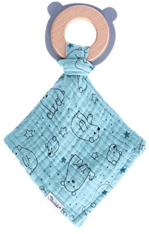 Sterntaler Baby Unisex Schmusetuch Schmusetuch mit Beißring Eisbär Elia - Kuscheltuch Baby, Kuscheltuch, Schmusetuch - dunkeltürkis