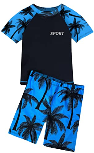 iiniim Pojkar baddräkt tvådelad kortärmad rash guard med badshorts sommar baddräkt UV-skydd badmode Sur