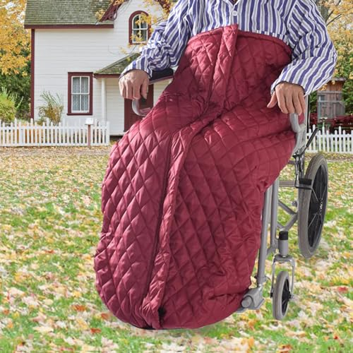 Winddichte Wärme Rollstuhl Decke Beindecke | Rollstuhl Schlupfsack Fusssack Erwachsene | Schlupfsack für Rohlstuhlfahrer | Universelle Passform für Rollstühle (rot)
