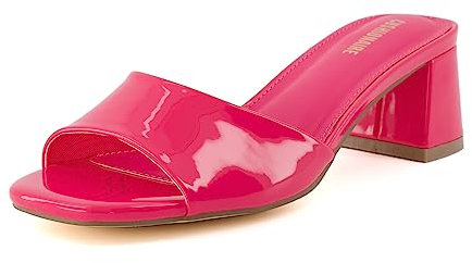 CUSHIONAIRE Sandalo Elegante Taboo da Donna con Fascia Singola con + Memory Foam e Ampie larghezze Disponibili, Vernice Fucsia 39 EU W