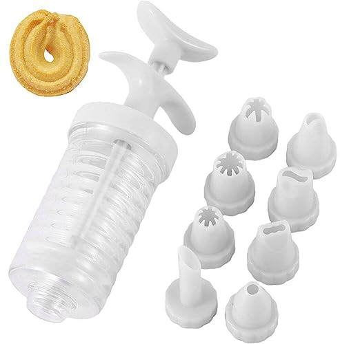 8 Pipe Cake Nozzles with Syringe Plastic Icing Syringe and Nozzles Set Cream Baking Nozzle Dispenser for Dessert Cupcakes Decor