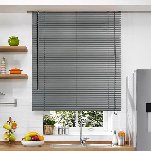 STOR PLANET | Persianas Venecianas de PVC Veneto, Cortinas con Lamas, Persianas de Interior para Ventanas y Puertas, Cortinas de Cocina, Baño, Domitorio… | Gris, 90x160cm