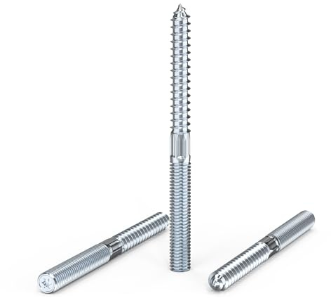 ORTAVA 5 Stück Stockschrauben, M10×120mm Doppelgewindeschrauben Torx TX25 | Gewindestifte Stahl verzinkt für Rohrschellen, Möbelbeine, Holzschrauben