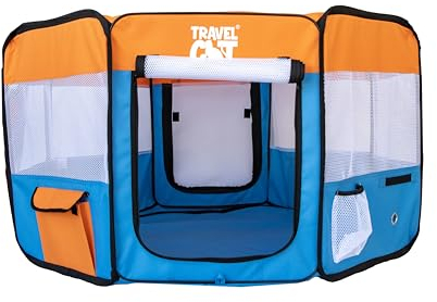 Travel Cat Tragbares Katzenzelt – strapazierfähiges, faltbares Haustier-Laufgitter für Katzen im Innen- und Außenbereich, kleine Hunde usw. – 40,6 x 73,7 cm großes faltbares Zelt mit Reißverschluss,