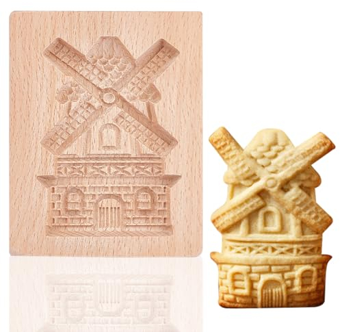GOMAKERER 1pz Stampo per Biscotti A Forma di Casa In Legno, Taglierina per Biscotti Da Cucina In Legno Stampi per Timbri per Biscotti 3D per Stampi per Timbri per Decorazioni In Legno Fai-Da-Te