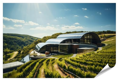 islandburner Prime XXL Bild Poster Modernes Wandbild: Weinberge, sanfte Hügel, dramatischer Himmel & Weinreben Weinkeller Weingut Premium Bilder Fotodruck