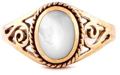 Windalf Zarter Ring LUCY 9 mm Perlmutt mit Lebens Spiralen Bronze