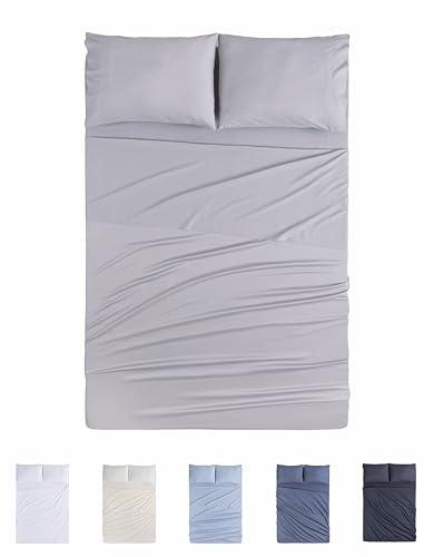 Todocama Juego de Sábanas de 4 Piezas - 4002 - Sábana Bajera Ajustable - Encimera - Dos Fundas de Almohada de 50x80cm (Cama 90x190/200 cm, Gris Claro)