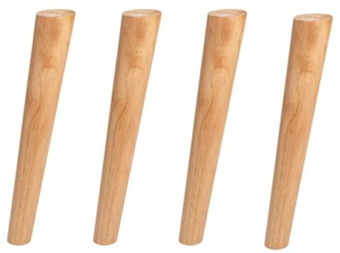 WSZGRJDM 4 Stück Schrankfüße Holz, Sofafüße Tischbeine Holz Eiche, Schrank Beine mit Montageplatten, Schrauben und Gummipads, Möbelbeine Holz für Möbel, Sofa, Bett, Stuhl, Tisch