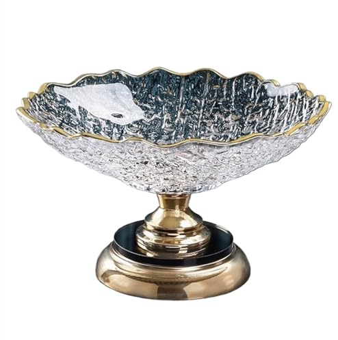 Lejdi Fruit Bowls Fruit Trays Candy Dishes Fruit Platters Dessert Plates Bread Plates Fruits Baskets Crystal Glass Snack Trays for Living Room Hotels Office(A)