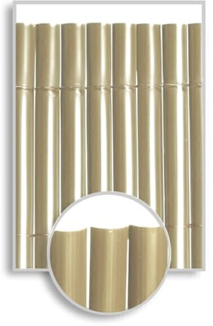 HERSIG - Cañizo Jardin Ocultacion - Cañizo PVC 1 Cara Color Bambú (1,5x3 m) - Malla Ocultacion Jardin Exterior - Valla PVC Exterior Resistente para Terraza Jardines - Privacidad Balcon