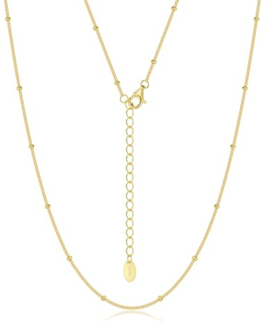 SILBERTALE Feine Silber/Gold 925 Sterling Silber KugelKette Verstellbare Choker Halsketten für Damen 35/45/55cm mit 5cm Verlängerungskette