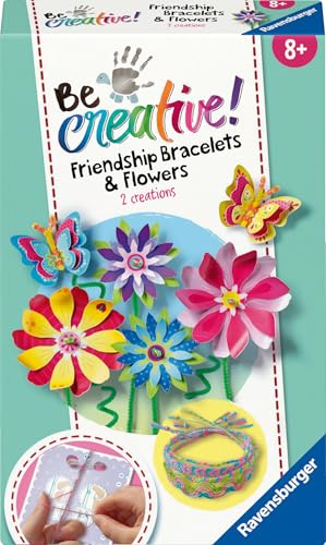 Ravensburger BeCreative 23963 - Bastelset Freundschaftsbändchen & Blumen, DIY Schmuck basteln für Kinder ab 8 Jahren - Geburtstagsgeschenke, Deko selber basteln