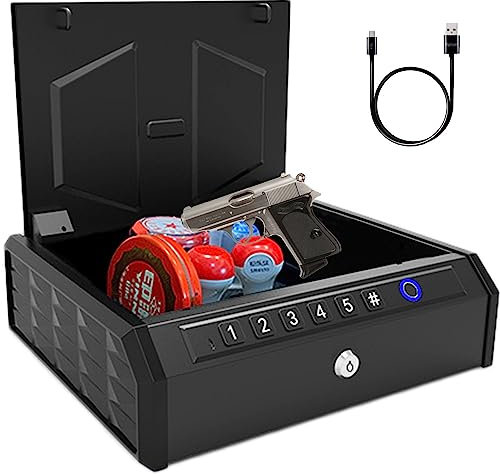 LZDOYY pistol safe handgun, travel gun safe,portable pistol security lock safe, gun safe for car, quick access gun lock box for car, bedside gun safe