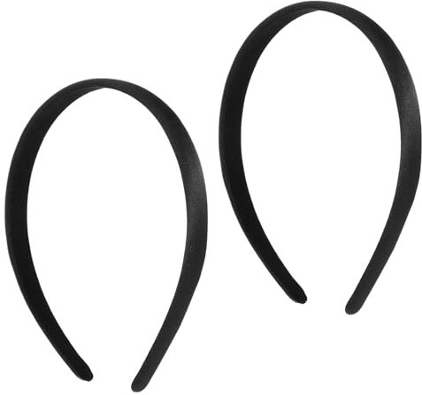 Qianyu 2 Stück Satin Stirnbänder Breites Hartes Haarreifen Rutschfeste Einfarbige Haarbänder Solides Kopfband Haarband Feiertags Elastikreifen für Halloween Karneval Mädchen Frauen (1.5cm)