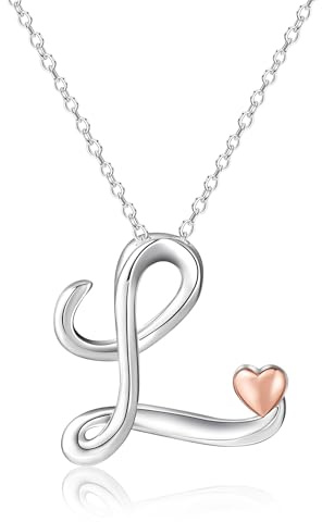 Mesovor Silver Initial Plated Letter Pendant Necklace for Women Jewellery