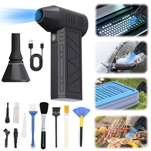 Tragbarer Druckluft-Staubwedel für PC, Mini-Turbo-Lüfter, Auto-Trockner, Luftgebläse, Handheld, wiederaufladbar, Elektronik, Jet-Luft-Staubwedel für die Reinigung von Tastatur, Laptop, Autos, Zuhause