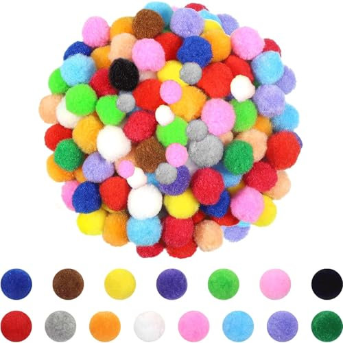 Barlone Pompons zum Basteln, 400 Stück 1-3cm Bunt Mini Pompons zum Basteln, Filzkugeln Bunt, Bommel zum Basteln für Lustige DIY Kreative Handwerk, Feine Haar-Accessoires, Partydekoration(5 Größen)