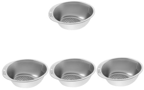 Cabilock 4 Pièces Bassin De Vidange En Acier Inoxydable Prise Lavage De Légumes Plat Panier De Vidange D'évier De Cuisine Couler Égouttoir Alimentaire Bol De Passoire à Riz Rinçage Silver