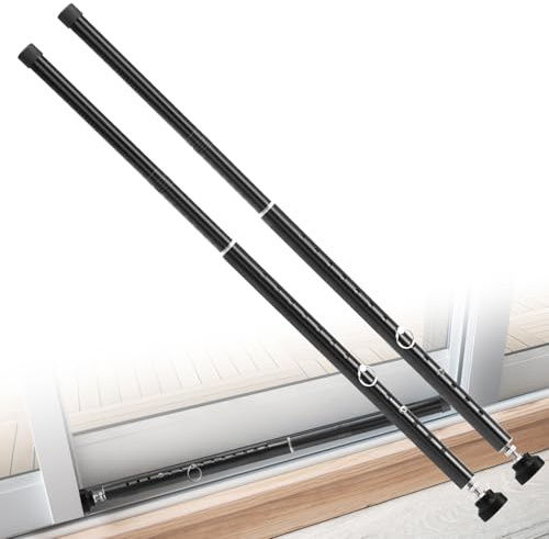 Supforce Sliding Door Security Bar, 17-55 inch Adjustable Patio Door Security bar with Rubber Tips, Heavy Duty Window Security Bars for Home Security, 2 Pack, Black