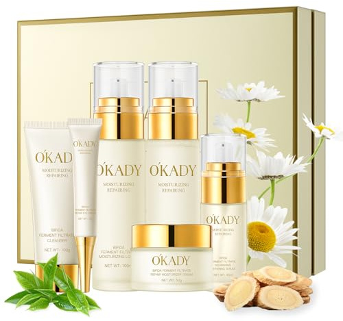 O'KADY Bifida Ferment Lysate 6-Piece Moisturizing Skincare Gift Set - Korean Skin Care Set,Pamper Gifts for Women,Teenage Girls - Anti-aging Skin Care Set