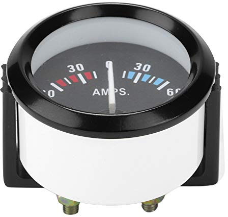 Amperometro Analogico 60-0-60 AMP Universal per Veicoli con Precisa e Retroilluminazione Facile da Leggere Dimensioni 52mm/2 Pollici Installazione Semplice e Durevole