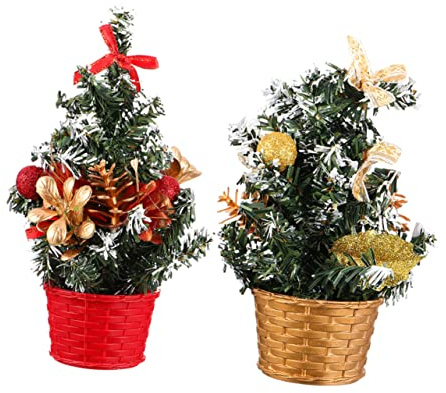 TOPPERFUN 2 Stück Mini Weihnachtsbaum Künstliche Weihnachtsbaum Dekorationen für Tisch und Fensterbrett und und Langlebig für Weihnachtsfeiern und Neujahr