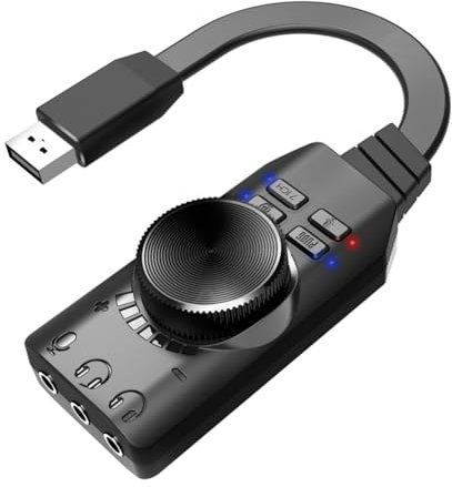 Orolotay USB External Sound Card Adapter 7.1Channel USB Computer Game Sound Card 3.5mm USB Adapter Gaming Headset Enhancer