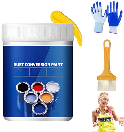 Weatherproof Rust Converter Paint for Metal,Water-Based Anti-Rust Paint,Metal Rusts Conversion Agent,Quick Drying Rusts Remover,Long-Lasting Prevention & Protection (Yellow, 35 OZ)