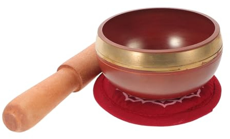 Abaodam Ciotola Tibetana Nepalese Artigianale Chakra per Meditazione Yoga e Rilassamento con Cuscino e Mazzuolo Accessori Tempio e Strumento Sonoro Calming