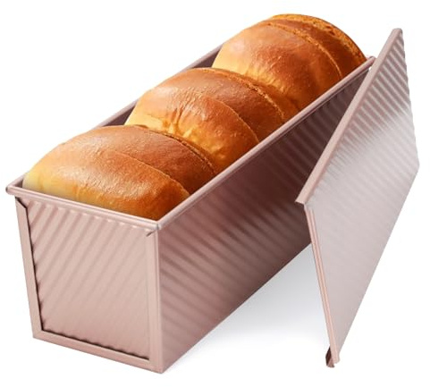 VINATO Moule Pain de Mie, Moule Pain de Mie avec Couvercle, 32 x 12 x 11,5cm-Capacité 1000 g de Pâte, Rectangulaire Moule a Brioche pour Faire des Baguettes et des Brownies à Sandwich