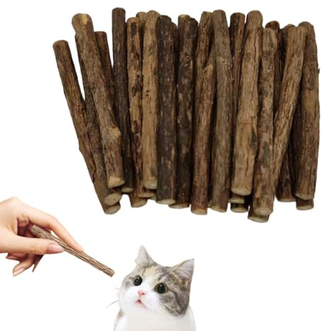 GNALIA Matatabi Pour Chat 30 Pièces Brun 120X6Mm Bâtonnets À Mâcher Jouets Pour Chats Intérieur Herbe À Chat Stimulant Naturel