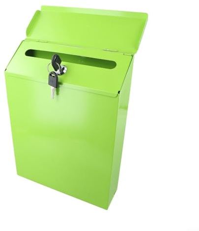 Rustic Lockable Wall Mounted Mailbox Elegant Iron Design for Home and Office Decor with Secure Locking System and Two Keys (Green)