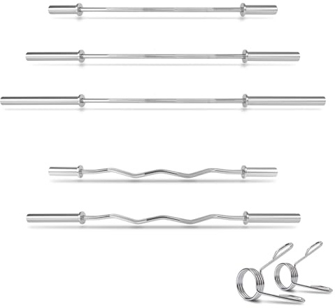 Sport 24 GmbH Olympia Hantelstange Ø50 mm – Langhantelstange, Curlstange SZ olympische Langhantel curved robust & rutschfester Griff, 120 cm / 150 cm / 180 cm