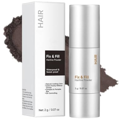 Root Touch Up Dark Brown Powder with Brush,Waterproof Sweatproof Hairline Powder for Thinning Areas,Dark Brown Hair Dye for Men & Women,Hair Root Cover Up & Temporary Hair Color Concealer