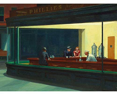 Fine Art Prints Edward Hopper Nighthawks Iconic Painting Poster di grande stampa artistica da parete di carta spessa 40 x 50 cm per soggiorno