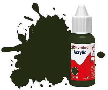 Humbrol Model Paint - DB0163 No 163 Dark Green - Satin (14ml), Acrylic Paints for Models, Plastic, Metal, Wood, Glass, Ceramics and More, Acrylic Touch Up Paint - Hobby Paint Bottle for Craft Kits