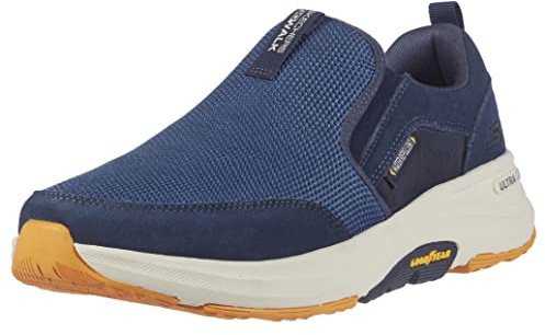 Skechers Go Walk - Tenis Deportivos de Senderismo para Hombre con Espuma viscoelástica refrigerada por Aire, Azul Marino y Amarillo, 43 EU