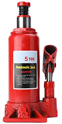 SUDEG Cric Hydrauliques, Cric Bouteille hydraulique 5T, Crics de Levage hydraulique Portable Crics de Chariot hydrauliques, Cric à Piston/Compact pour Voiture Van Bateau Camion Caravane