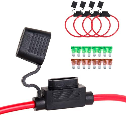 SCOOYUCK 4 Pcs 10 AWG Porte Fusible 12V Etanche, Standard Moyen ATC/ATO Porte Fusible Voiture, Equipe de Fusibles (30A x 4 / 40A x 4) Pour les Voitures, les Camions, les Caravanes, les Bateaux, etc.