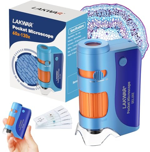 60x-120x Mini Pocket Microscope För Barn Och Vuxna, Bärbart Handhållet Mikroskop Med Objektglas, Miniscope Bärbart Mikroskop För Barn Liten Forskare Studenter Skola Minilabsters Utbildning