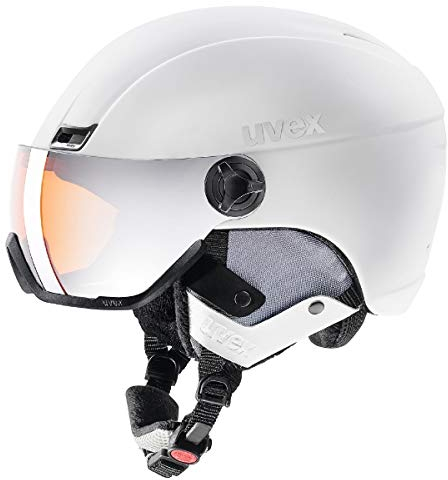 uvex hlmt 400 Visor Style - Leichter Skihelm für Damen und Herren - individuelle Größenanpassung - mit Visier - White - 58-61 cm