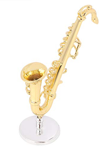 1:12 Puppenhaus Saxophon Miniatur Musikinstrument Legierung Biegen Messing Modell Spielzeug Zimmer Dekoration Zubehör