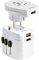 Vimar 0A32303B Adattatore universale da viaggio con 3 spine selezionabili, presa per spine standard UK, USA, EU, Australia, Cina, 3 prese USB e fusibile di protezione, Bianco