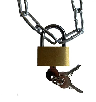 Chaîne en acier avec cadenas | 3 clés incluses | Longueur au choix entre 25 cm à 250 cm | Serrure de 25 mm + 2 x 22 x 8 mm chaîne galvanisée (150 cm).