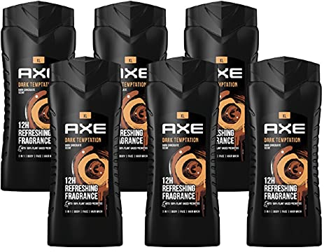 AXE 3in1 Duschgel Dark Temptation XL Shampoo 6x 400ml Showergel Men Shower Gel Herren Body Wash (im 6er Set)