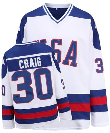 YWIES Youth Hockey Jersey of USA 1980 Olympic Team Jerseys #30 Jim Craig Stitched Letters and Numbers White S-L
